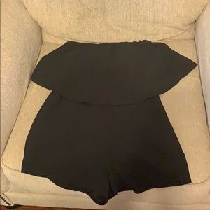Black strapless romper